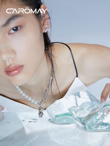 CAROMAY設計師款星吉熊拼接項鏈女輕奢高級感鎖骨鏈小眾設計頸鏈