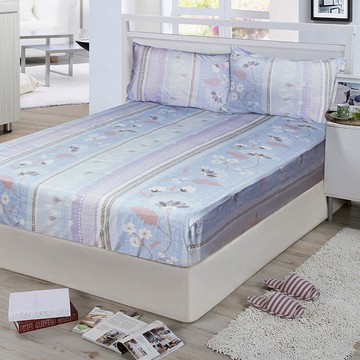 【多利寶寢具】FITNESS 精梳棉雙人特大床包枕套三件組-安東尼爾-藍