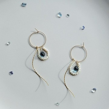 星塵系列 - 倫敦藍耳環