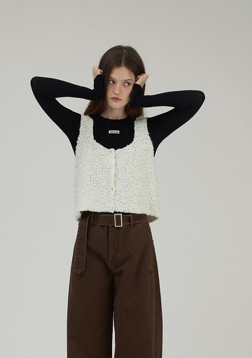 咩咩 肌理感針織背心上衣