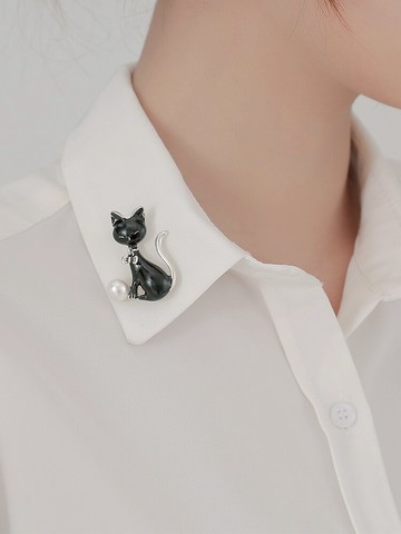 高檔胸針可愛日系貓咪防走光扣別針固定衣服領針西裝襯衫領口裝飾