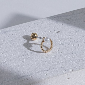 珍珠麻花圈・轉珠醫療鋼針耳環(細針)