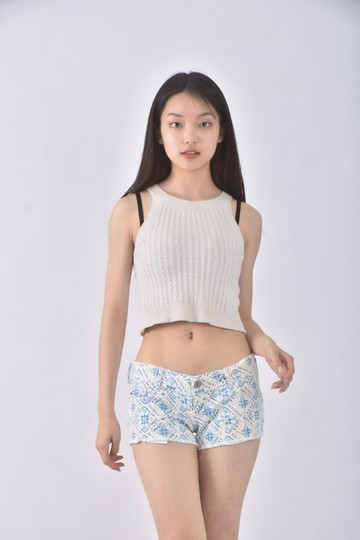 (XL) hollister丹寧牛仔質感圖紋藍色短褲