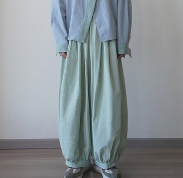 【100%40支冰花棉】歐式中性復古燈籠褲