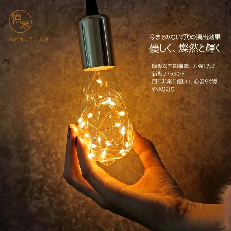 億米 LED電球 ST64 E26 2W きらら星空ライト 4個入 銅線ライト