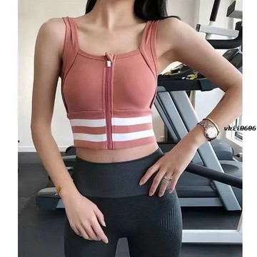 XS-2XL 大尺碼運動內衣 前拉鏈運動內衣女 防震跑步瑜伽文胸 聚攏防下垂外穿背心健身收副乳 運動背心 vk