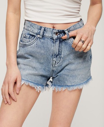 Superdry Women's Women's High Rise Denim Shorts Light Blue / Washed Indigo - Size: 28