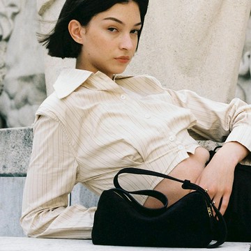 法國 Elleme TROUSSE 義大利製 軟革肩背包 麂皮黑