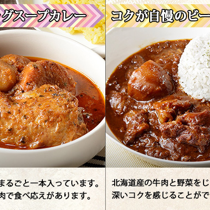 先行受付北海道 倶知安 カレー 4種 食べ比べ 各5個 計20個 中辛 スープカレー ビーフカレー ポークカレー 牛すじカレー じゃがいも 牛 牛肉 豚肉 肉 鳥 鶏 お