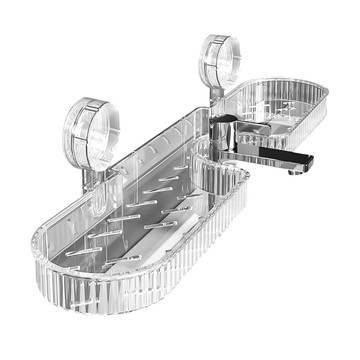 小麥購物 吸盤水龍頭置物架 C599 400g  1個  透明白  52 x 10.7 x 9.5cm