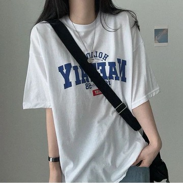 Vuja de 純棉 t恤 短袖上衣女 英文印花 T恤 韓國上衣 oversize T恤 寬鬆上衣 ins風 潮流衣服