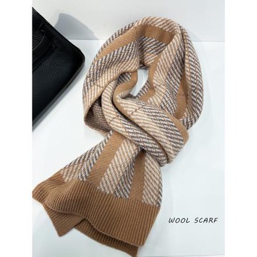 親和溫暖100%純羊毛澳洲wool雙面針織圍巾女冬季格紋保暖情侶圍脖