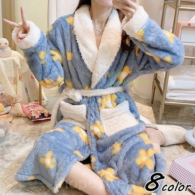 ルームウェアレディース部屋着ガウン長袖ナイトガウンバスローブフランネル暖かい女性厚手パジャマモコモコパジャマ可愛いルームウェア秋冬 通販 Lineポイント最大0 5 Get Lineショッピング