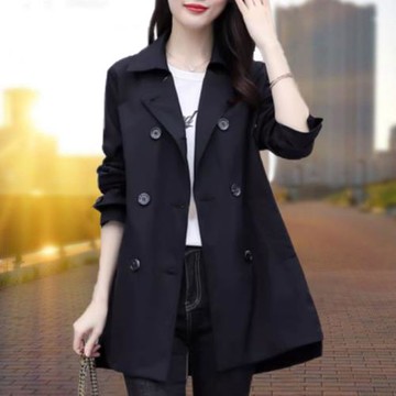 黑色風衣外套女中長款春季小個子2025年新款女士時尚洋氣收腰春秋