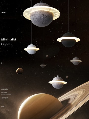 北歐臥室床頭吊燈ins網紅店鋪商用單頭長線創意兒童房星球小吊燈