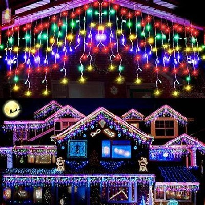 1280 LED Icicle Christmas Lights Outdoor Icicle String Lights Christmas Lights Christmas Decorations for Wedding Party Outdoor Indoor