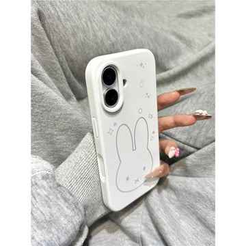 適用蘋果17promax手機殼簡約風可愛線條米菲兔彩繪iphone16pro新款15pm少女14磨砂13液態硅膠12創意x防摔套17