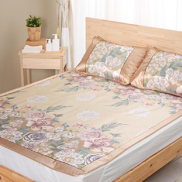 Cotton Field 棉花田傢飾 凡爾賽花園天然涼爽涼蓆+枕套  雙人(150 x 186cm + 枕套50 x 75cm)  印花藤蓆