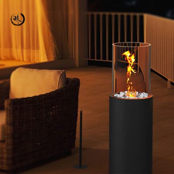 跨境酒精壁爐臺燈室內戶外桌面圓形防爆玻璃不銹鋼酒吧裝飾小夜燈223-YJ 公司貨