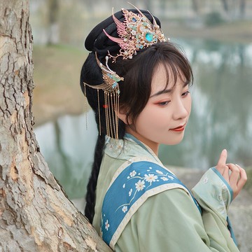 清月鹿鳴原創設計古風日常百搭對夾 漢服側邊發夾 女邊夾掩鬃發飾