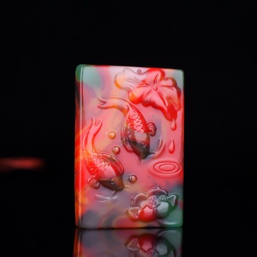 和田玉連年有余魚牌吊墜金絲玉平安無事牌掛件彩玉金玉滿堂玉牌