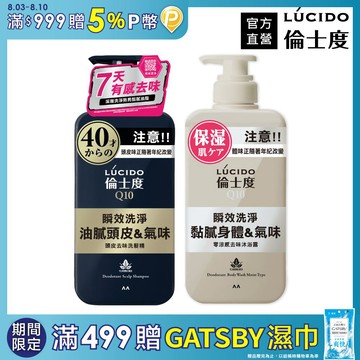 【日本LÚCIDO倫士度】零涼感去味洗髮沐浴組
