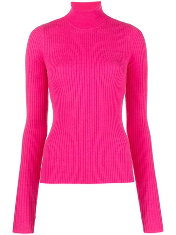 Just Cavalli - roll-neck ribbed-knit jumper - women - Viscose/Polyamide/Polyester/Wool - XXS - Pink