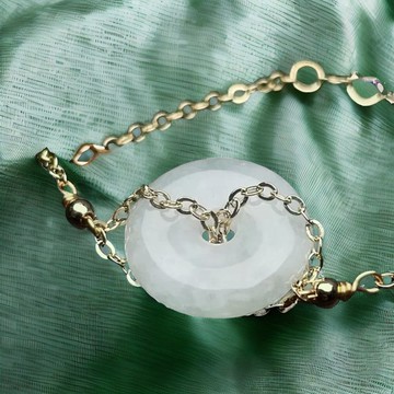 冰糯種翡翠平安扣14K包金手鍊 | 天然緬甸A貨翡翠 | 送禮
