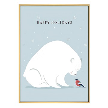 波蘿選畫所 冬天第一場雪 HAPPY HOLIDAYS  70 x 50cm  木色