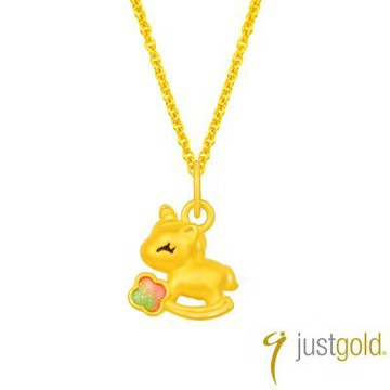 【Just Gold 鎮金店】夢駒精靈-眨眼 黃金吊墜(不含鍊)