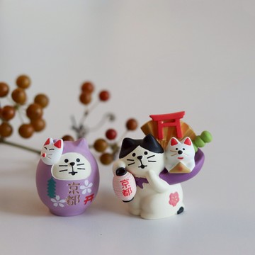 【Yourtableware】Decole Concombre  京都系列 貓達摩 招財貓 擺飾 辦公桌療癒小物