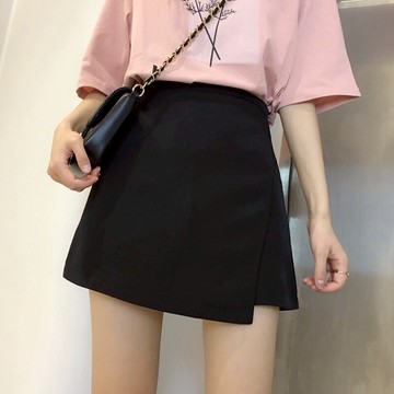 夏季新款chic韓國高腰不規則半身裙女百搭顯瘦防走光A字短裙褲裙1入