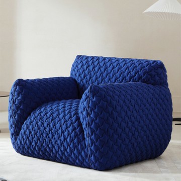 優樂悅~海誠意式侘寂風客廳輕奢克萊因藍單人網紅款沙發懶人藍胖子沙發椅