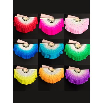 扇子舞蹈扇膠州秧歌廣場跳舞成人兒童一尺真絲古典舞演出專用道具