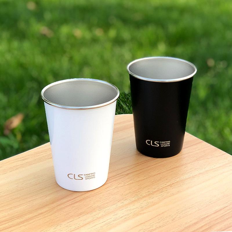 CLS アウトドア ステンレス カップ ピクニック バーベキュー ビール 茶 ミルク コーヒーカップ 4点セット 収納袋付き