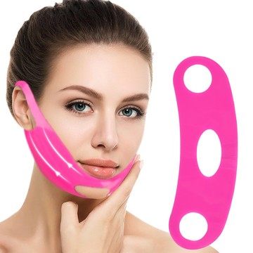 大友los2295新款法令紋提拉帶臉貼耳貼提拉淡化細紋玫瑰粉彈力軟硅膠臉繃帶