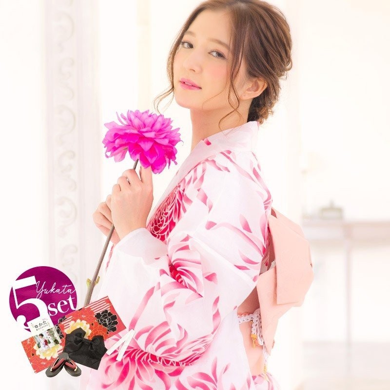 レディース 浴衣 セット ゆかた つくり帯 下駄 着付け本 腰ひも 浴衣5点セット作り帯 ピンク 可愛い 赤 大柄 大きいサイズ 通販 Lineポイント最大0 5 Get Lineショッピング