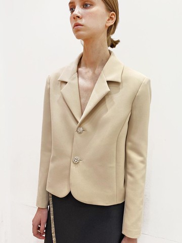 Pearl cropped beige jacket _[Pearl Crop Beige JK]