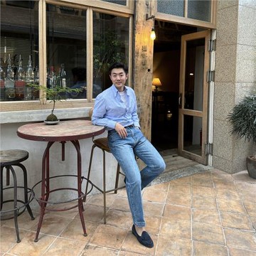 男士春秋水洗藍九分直筒牛仔褲 經典單寧藍百搭中腰牛仔褲顯高