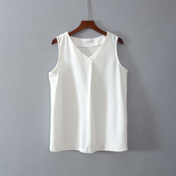 女裝無袖寬松V領純色創意通勤T恤衫上衣服顯瘦時尚