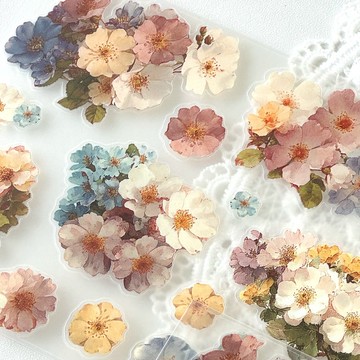 可愛粉色花朵 - 封口貼紙 PET (anns note) 復古拼貼