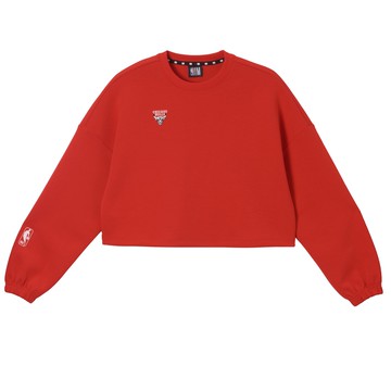 NBA 女款 經典 短版 落肩 長袖上衣 公牛隊