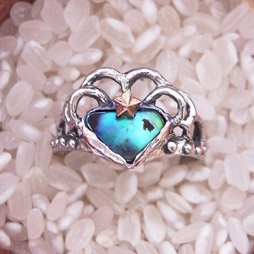 Starry starry night 珠母貝殼銀戒指