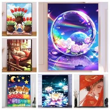 💛盒裝💛台中寄出💛 DIY鑽石貼畫 5D鑽石畫 點鑽畫 DIY立體鑽貼畫 鑽石貼 貼鑽畫鑽畫手工藝手作圓形鑽