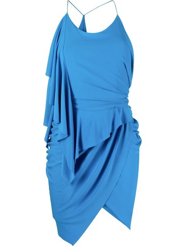 Alexandre Vauthier - asymmetric draped-effect mini dress - women - Viscose/Spandex/Elastane - 42 - Blue