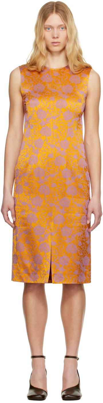 Dries Van Noten 橙色 & 紫色 Floral 连衣裙