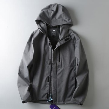 外貿尾單全身壓膠防鳥款戶外休閑連帽夾克防風防水透氣沖鋒衣外套