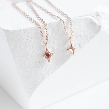 石榴石925純銀十字星星項鍊