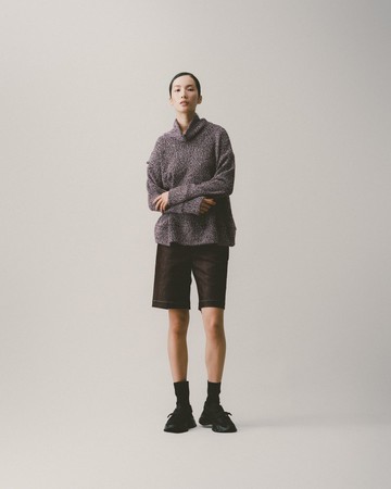 UUIN_紫色米朗奇花呢高領慵懶T