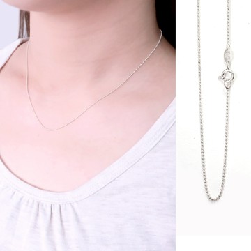 ART64 925純銀鍊 光亮圓珠鍊(1.0mm細鍊) 16吋 銀珠鍊 鎖骨鍊 女生項鍊 銀鍊子